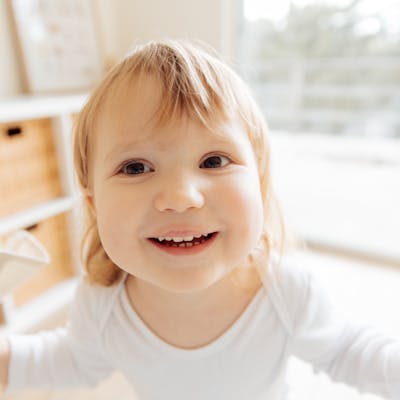 Toddler smiling